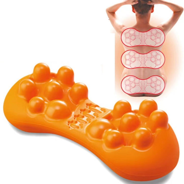Orange massage tool with a person receiving massage on a white background