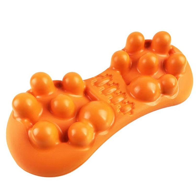Orange dog chew toy with textured surface on a white background