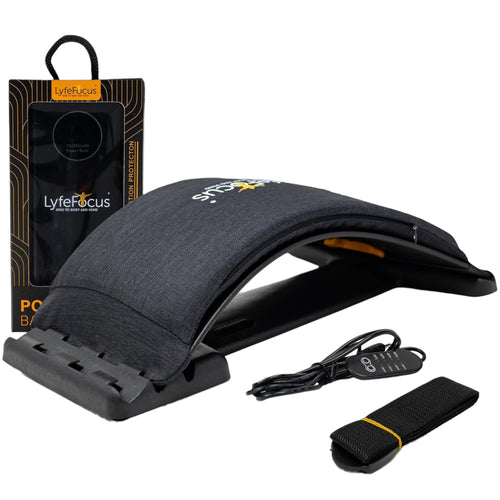 Black office armrest with packaging and cable on a white background