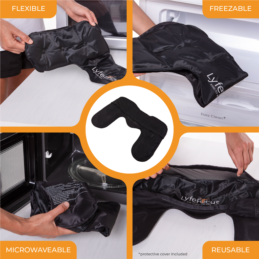 Black reusable cleaning pad with features highlighted on an orange background
